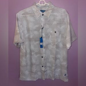 NWT Mens Caribbean Joe Shirt M Gray Pineapple Design Retails $59 New Hawaiian